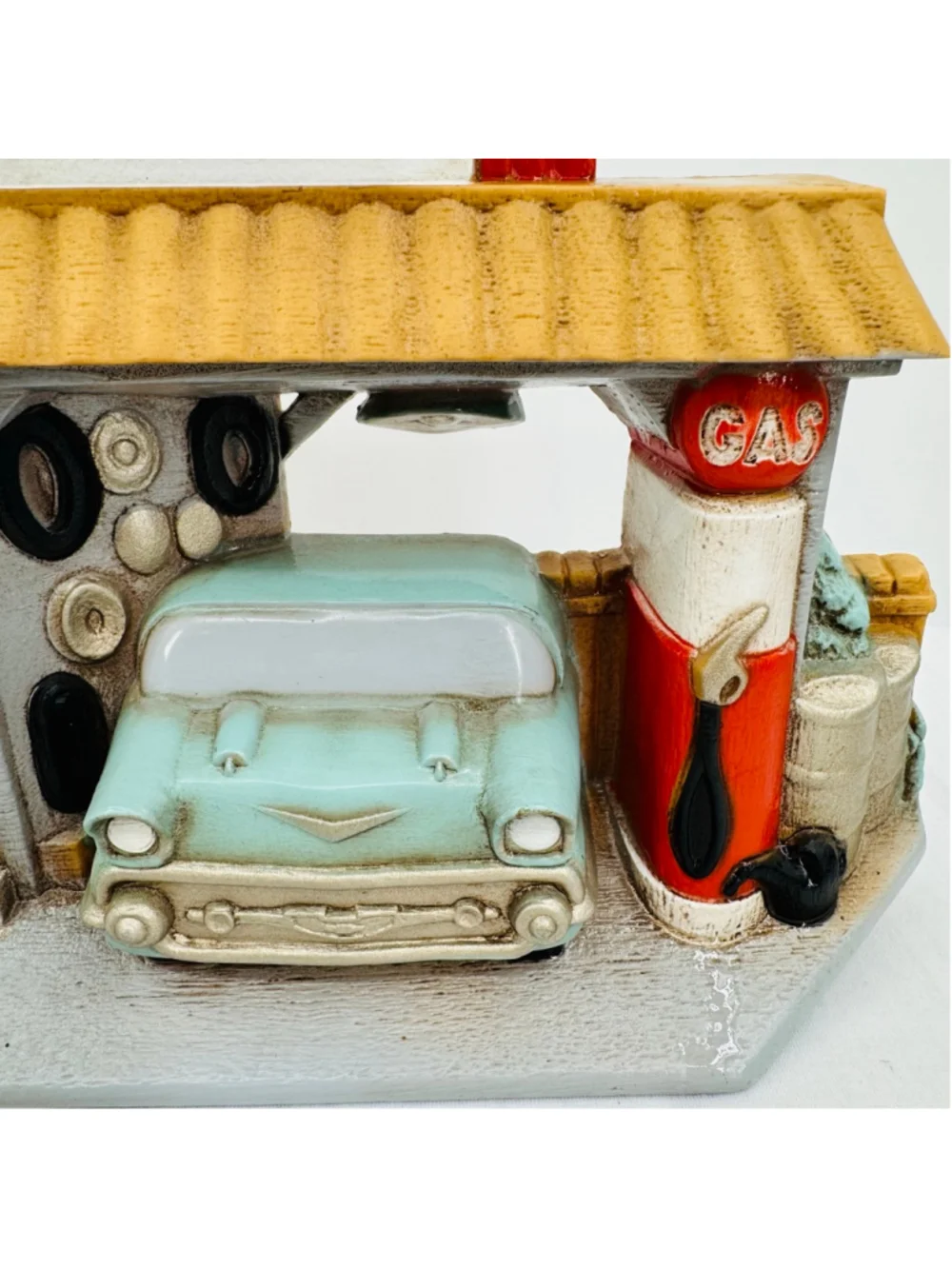 Coca-Cola Wall Clock Vintage 1990 Rt. 66 Gas Station Car 3-D Burwood Products